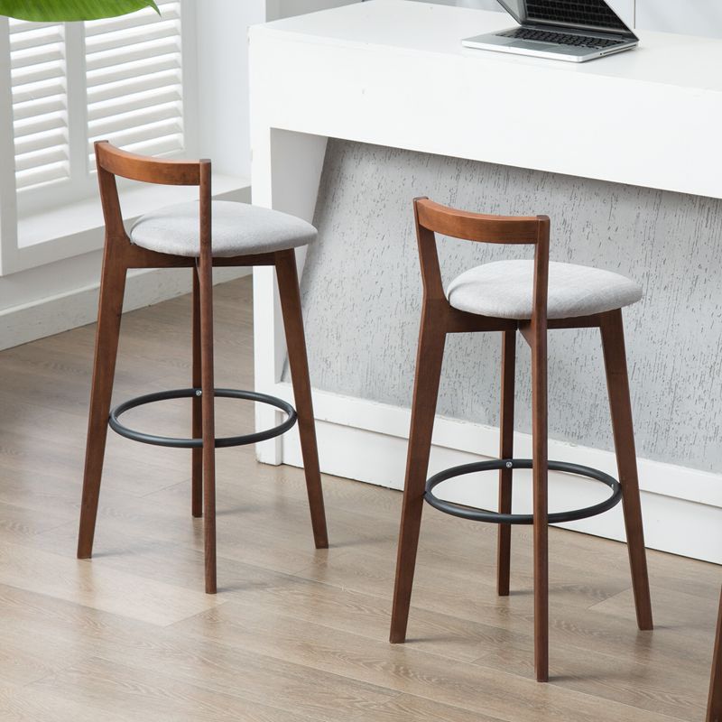Modern Backrest Armless Counter Stool Wood kitchen Bar Stool with Cushion and Pedal