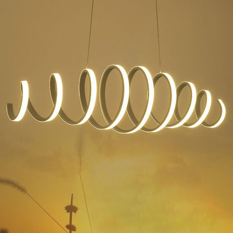 White Spiral Pendant Light Minimalism LED Acrylic Ceiling Suspension Lamp for Dining Room