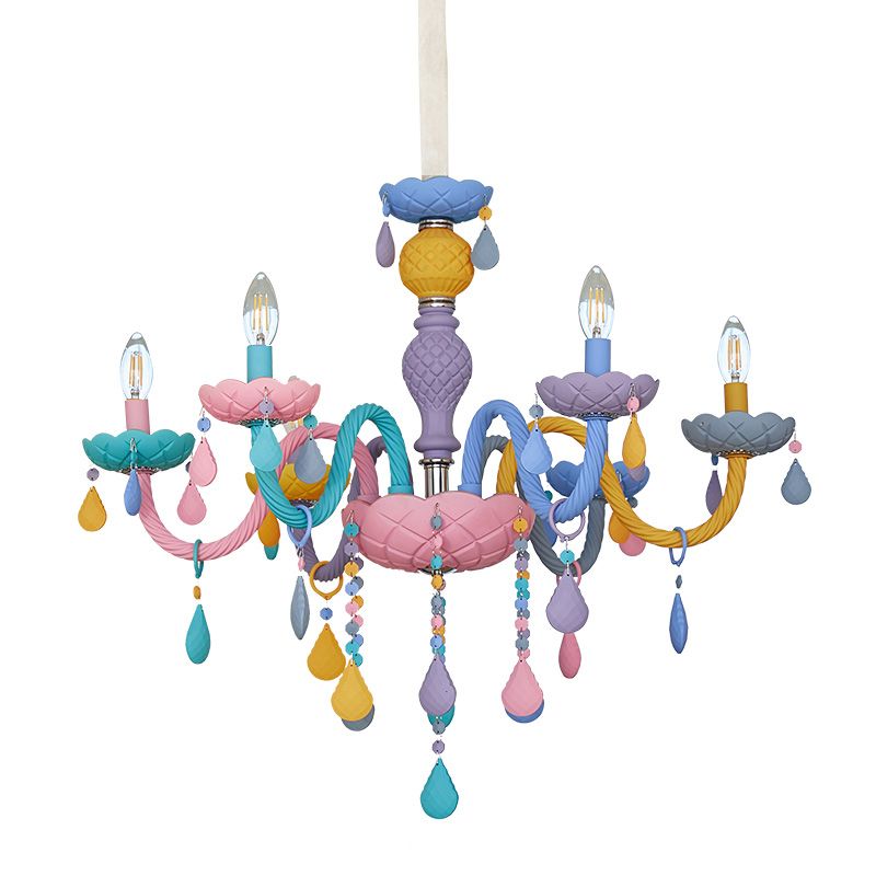 Metal Candle Chandelier Light Fixture Nordic-Style Pendant Light Fixture in Multi-Color