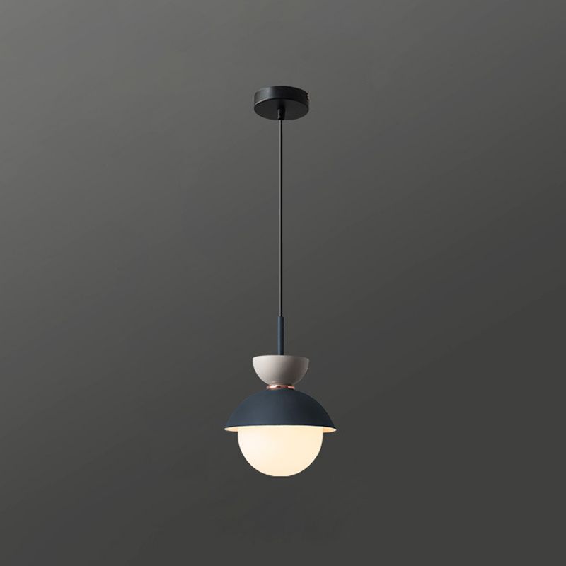 Pendre de chevet de chevet à un seul bulbe Style de macaron petite lumière suspendue avec une teinte en verre