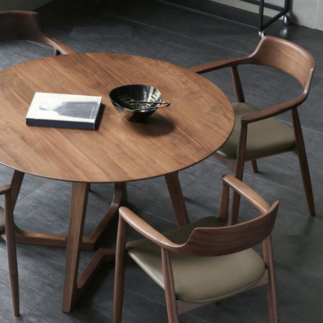 Modern Style Round Wood Table Set 1/2/4/7 Pieces Dining Set for Kitchen