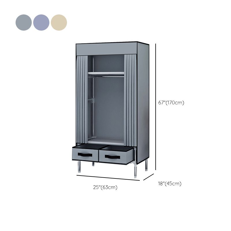 Matte Finish Wardrobe for Home Modern Style Storage Cabinet with Metal Frame