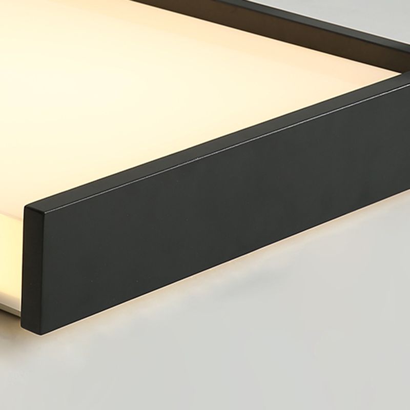 Plafonnier LED noir en acrylique, plafonnier carré en fer forgé de simplicité moderne pour chambre à coucher
