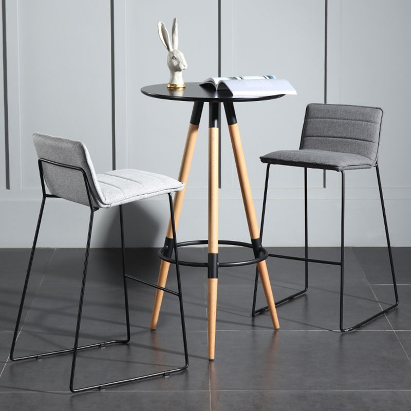 Contemporary Armless Upholstered Low Back Bar Stools with Metal Base