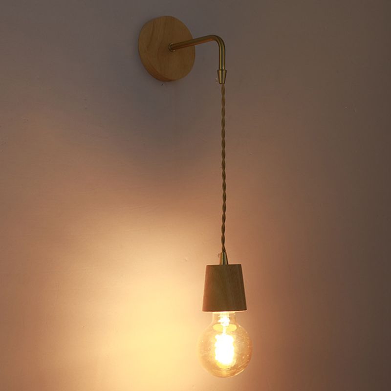 Modern Adjustable Sconce Light Fixture Wood 1-Light Wall Sconces for Bedroom