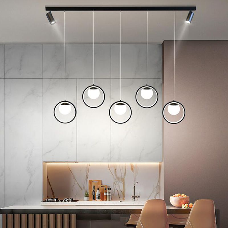 5-LIGHTS COURCHES LED ISLAND LIGHT VERRE DOUBLE DOUBLE SPOIGNEMENTS Minimalisme Éclairage pour salle à manger