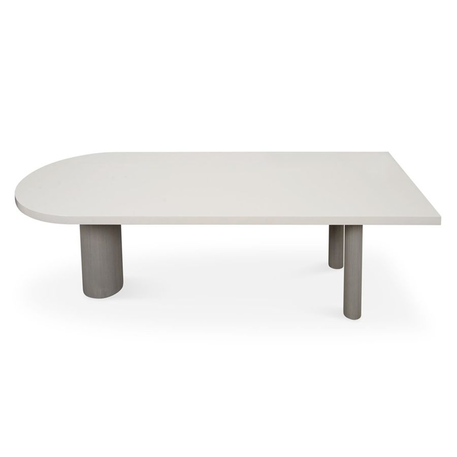 Mesa de comedor contemporánea de madera sólida Mesa de forma de madera de pino para la cocina