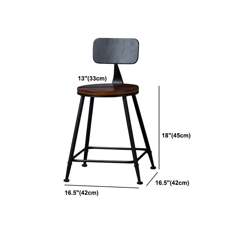 Indoor Industrial Style Wood Top Barstool Metal 4 Legs Bar Stool with Pedal