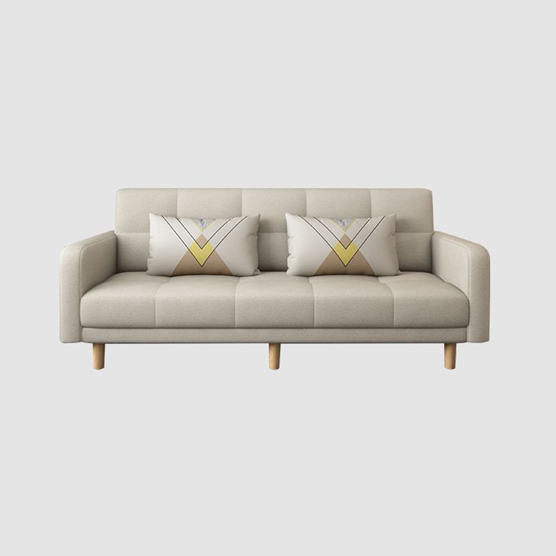 Modern Square Arm Sofa Convertible Wood Legs  Biscuit Back Sofa