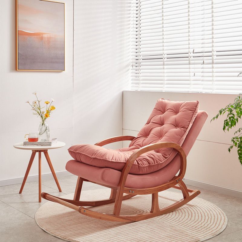 Living Room Rocking Chair Fabric Tufted Removable Cushions Solid Modern Rocking Chair