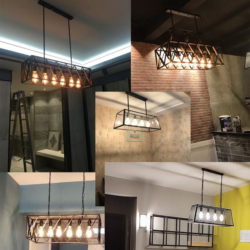 Luces colgantes náuticas para la isla de cocina Luz de techo de isla negra lineal para bar