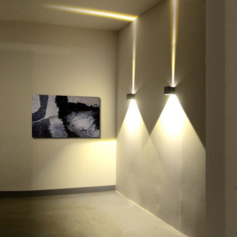 2-Lights Geometric Wall Lamp Fixtures Modern Style Black and White Aluminum Lighting