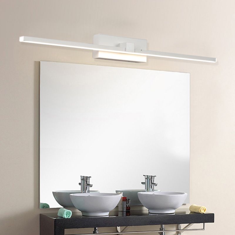 Luci da parete dello specchio da sfumatura lineare in metallo moderno 1 Fun a supporto per la parete della testa in bianco