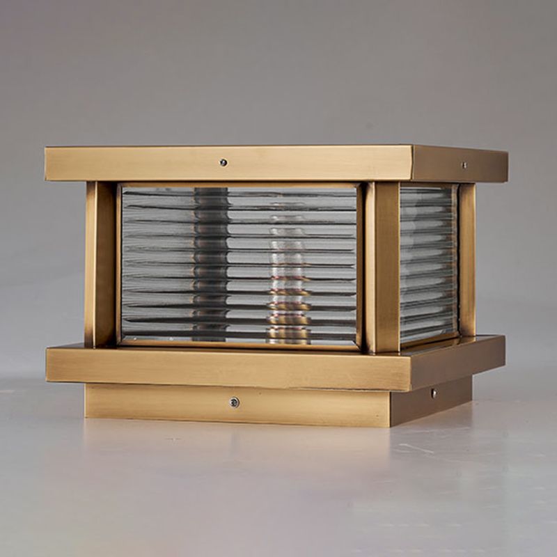 Modern Simple Outdoor Light Square Shape Copper Pillar Lamp for Outdoor