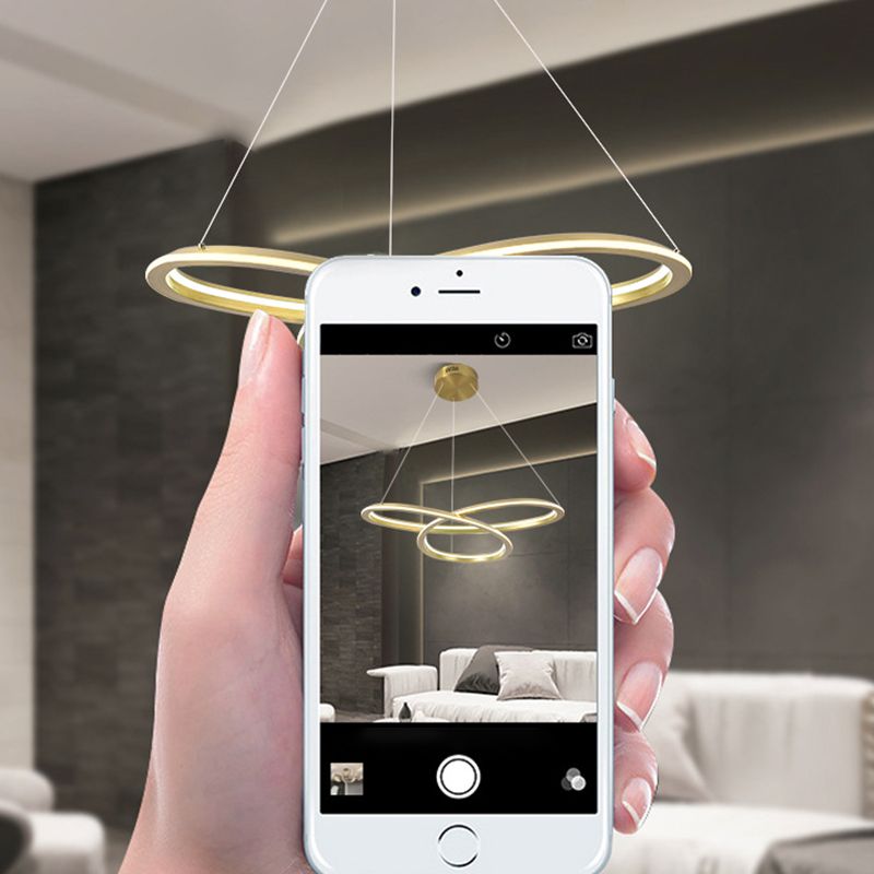 Moderne luxe LED lineaire hanglampje elektroplate aluminium kroonluchter met siliconen schaduw