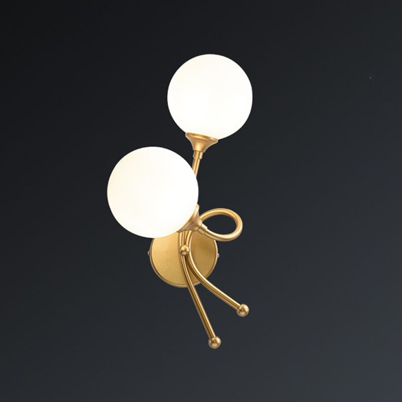 Modern Style Globe Shade Wall Light Glass 2 Lights Sconces for Bedroom