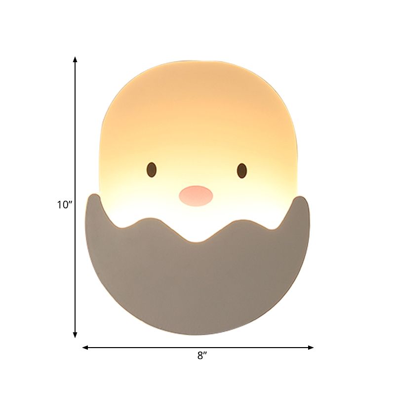 Luz de pared de pollito blancos acentrabados Luz de apliques acrílico encantador para niños comedor de dormitorio