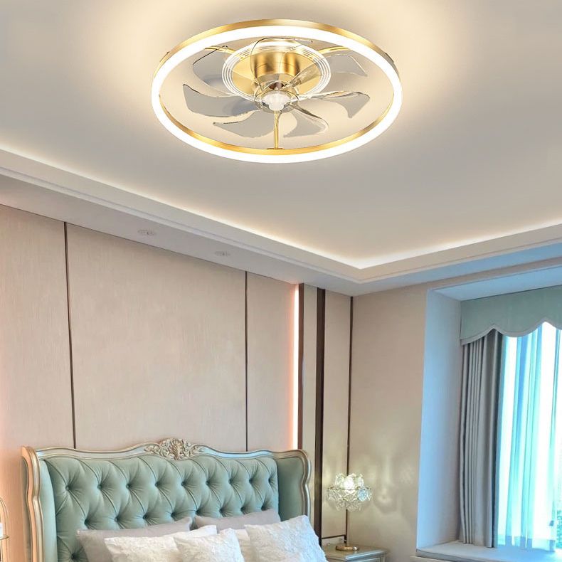 Ventola del soffitto della camera da letto circolare Luce in metallo moderno lampada a soffitto a sfioramento