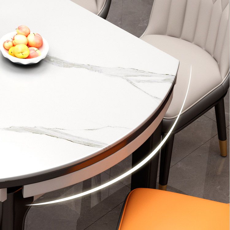 Modern Stone Round Dining Table Rubber Wood Base for Dining Room