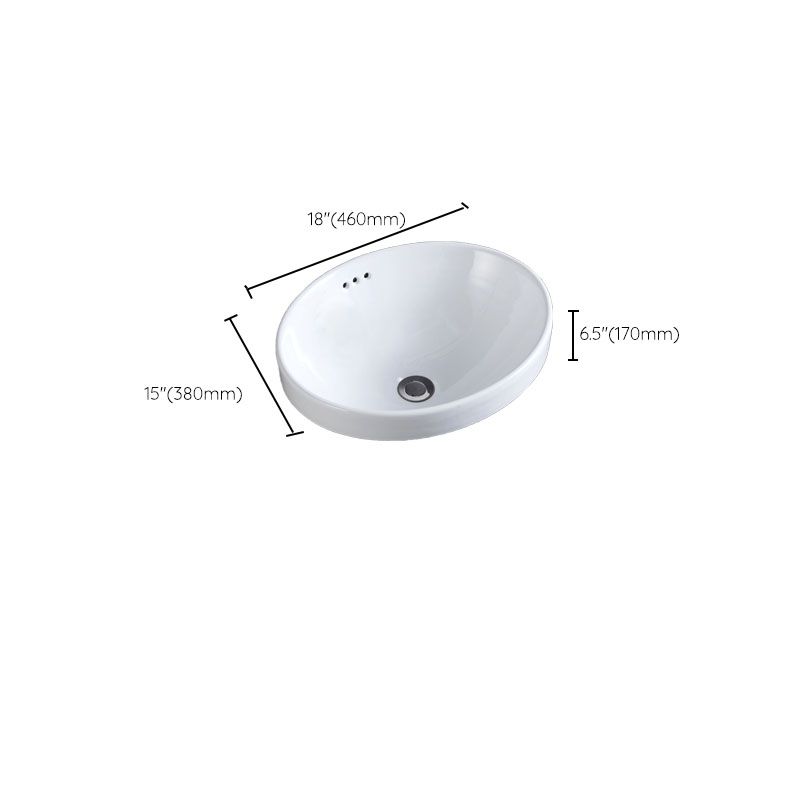 Contemporary Bathroom Sink with Overflow Porcelain Round Vessel Bathroom Sink Only