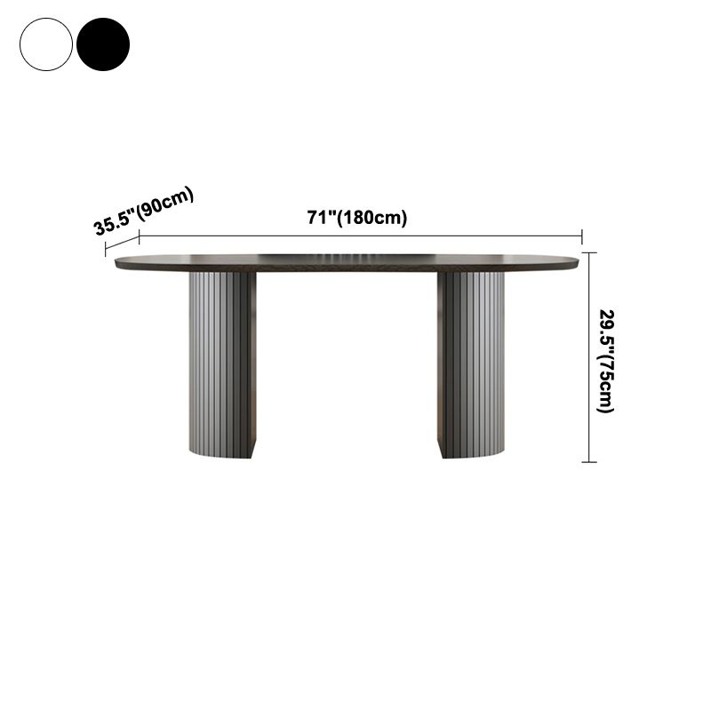 Oval Two-Color Dining Table Simplicity Double Pedestal Table for Dining Room