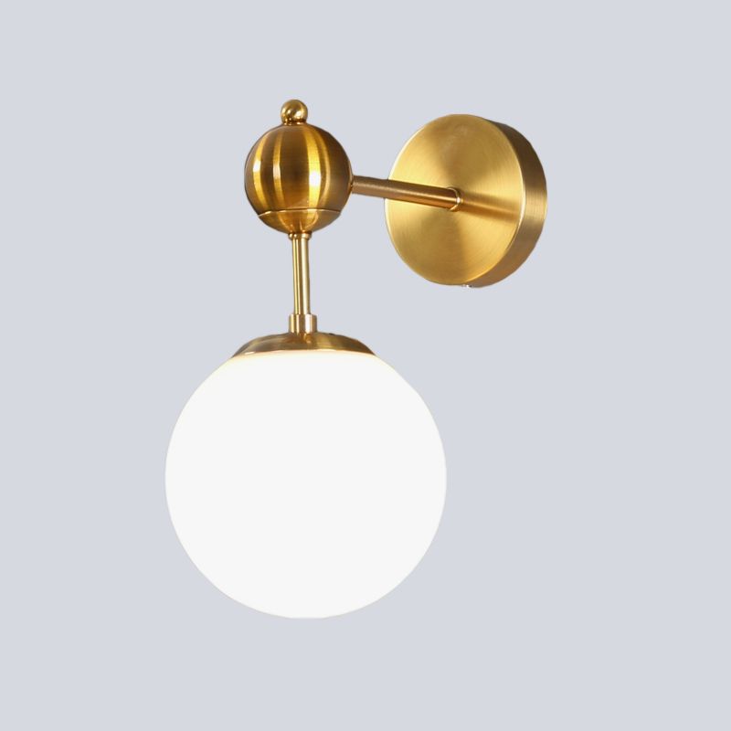 Wit Glass Global Wall Light Fecture Post Modern 1-Bulb SCONCE LAMP IN MESSEN MET INSTELBARE NODE