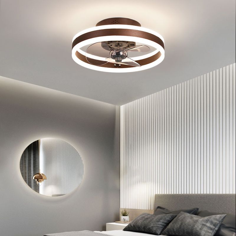 Round Shape Metal Ceiling Fan Modern Style 1 Light  Ceiling Fan Lamp