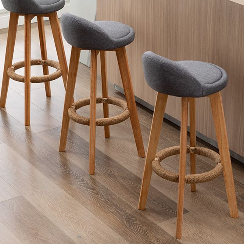 Rubberwood Solid Wood Bar Stool Indoor Upholstered Swivel Bar Stool