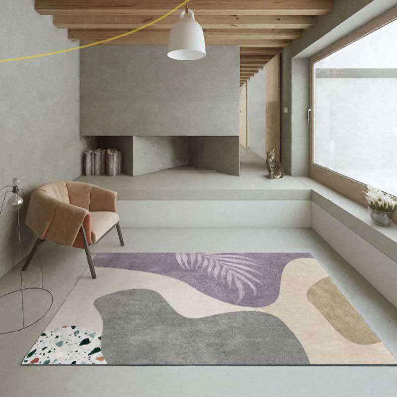Gray Modern Carpet Polyester Constrast Color Carpet Washable Carpet for Living Room