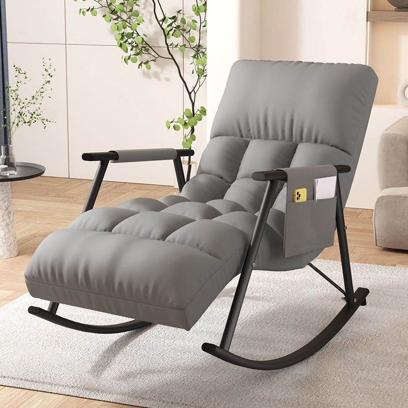 Classic Tufted Recliner Chair Pure Color Indoor Rocker Chair with Dark legs