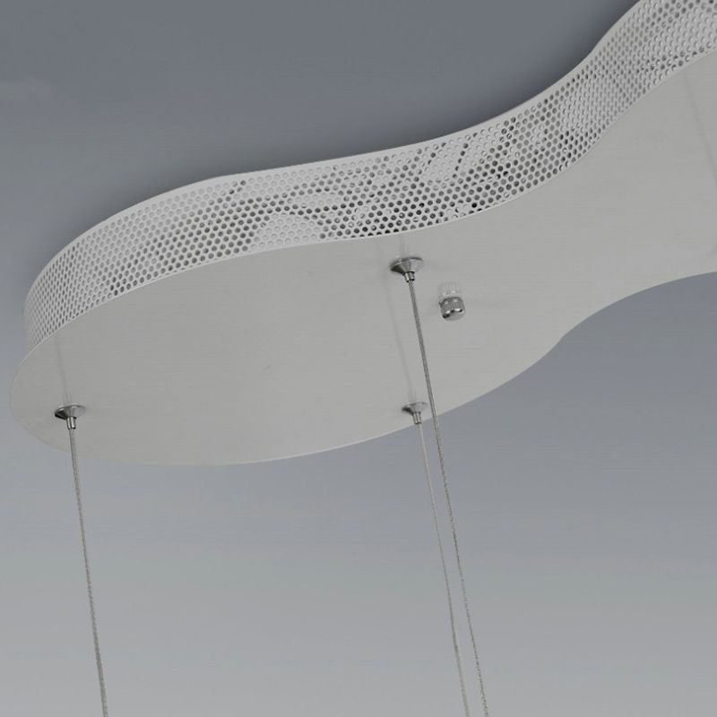 Lámpara de colgante de techo blanco de metal de metal minimalista LED de metal en forma de C con luz cálida/blanca con dosel redondo/lineal