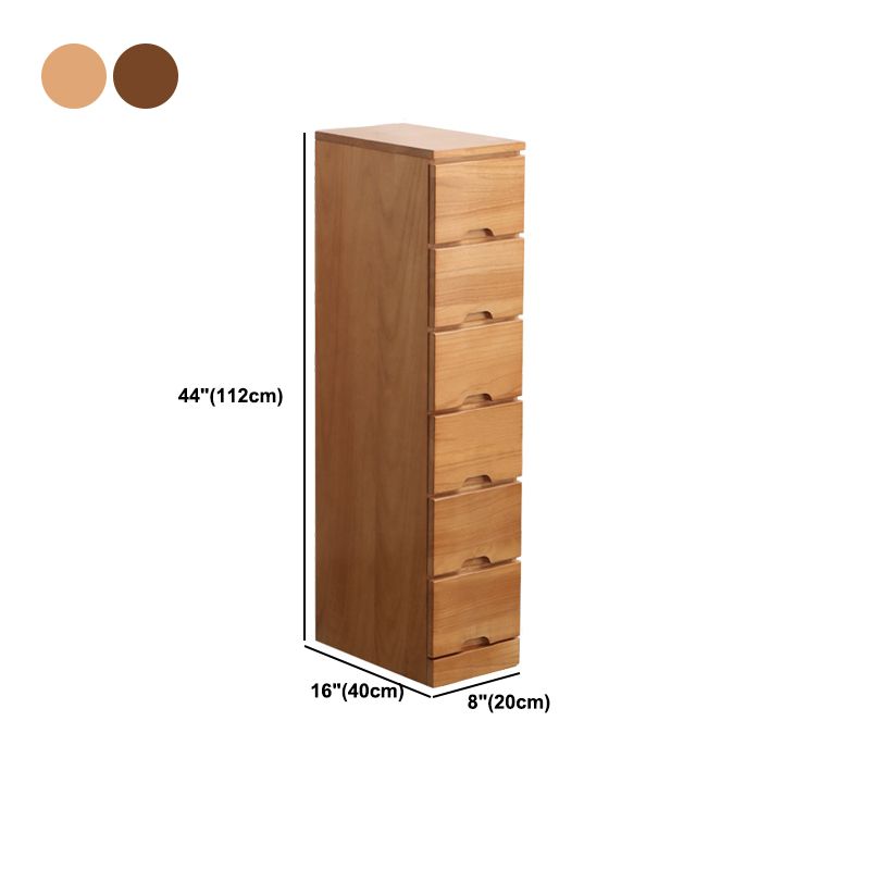 44" Tall Wooden 6-Drawer Accent Chest Square Top without Handle Cabinet