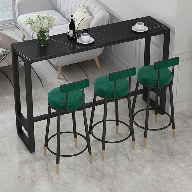 Modern Bar-height Table Faux Marble Top Bistro Pub Table with Metal Base