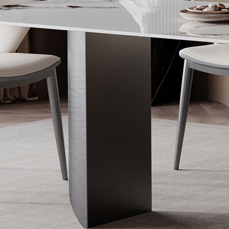 Modern Style Dining Table Sintered Stone Double Pedestal Table for Home