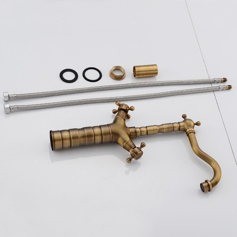 Deck Mounted Copper Roman Tub Faucet Double Handles Roman Tub Faucet Set