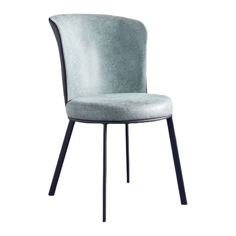 Silla de comedor contemporánea de metal, silla lateral sin brazos para comedor con respaldo lateral