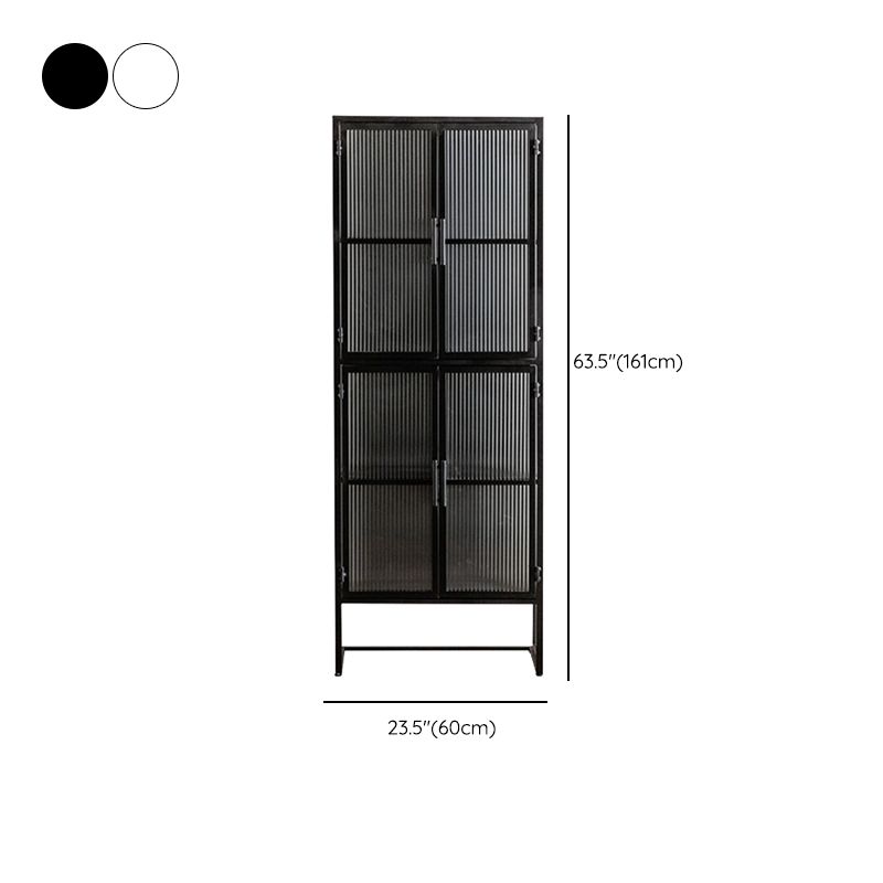 Contemporary Curio Cabinet Metal Glass Doors Buffet Cabinet for Dining Room