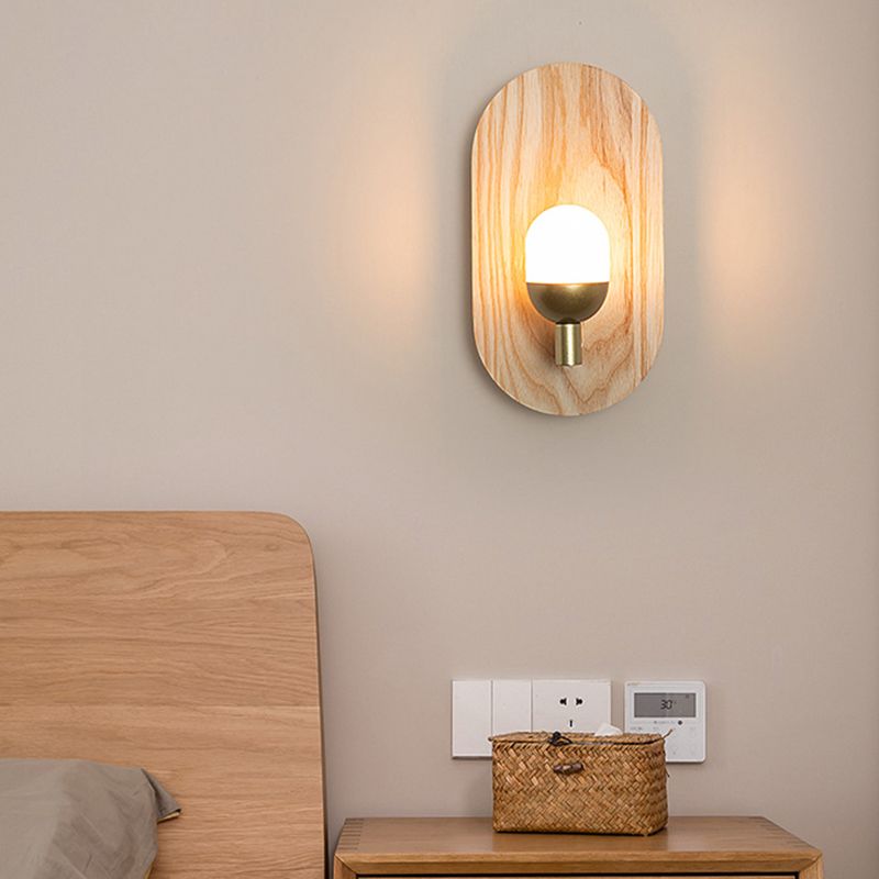 Golden Metal Wall Light Modernism Wood Lighting for Home Room