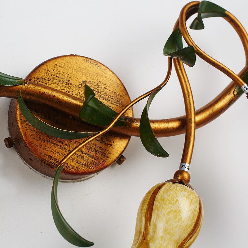 Vanity Flower Vanity Sconce vetro rustico 3/5 luci da bagno lampada da parete con braccio girato d'oro