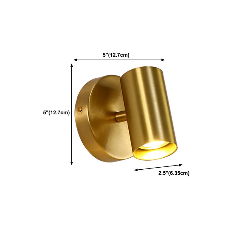 Modern Style Cylinder Shape Wall Sconce Metal 1 Sconce Light in Gold