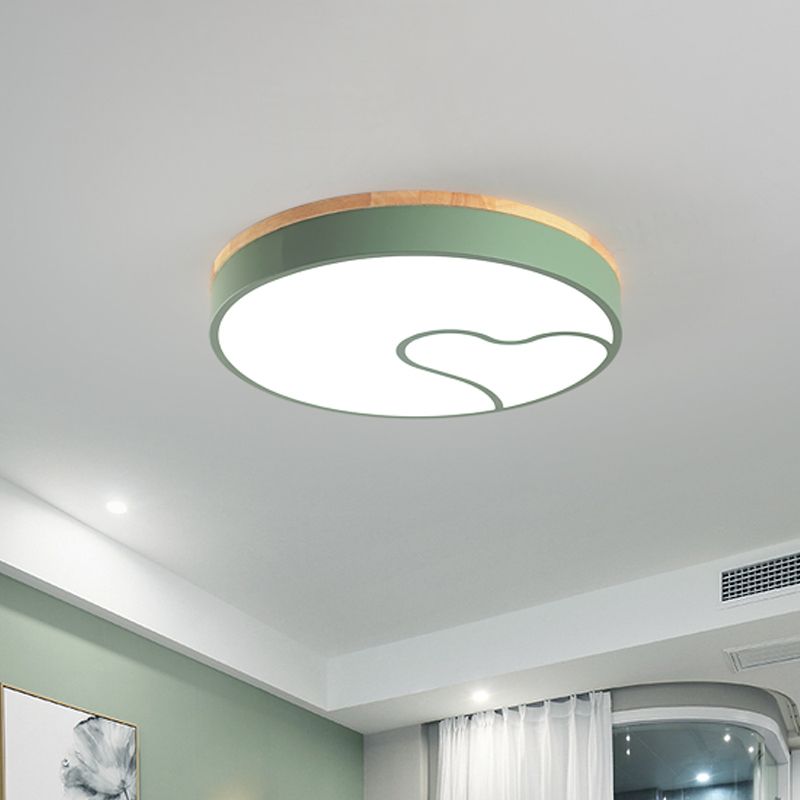 Led Nordic Flush Light met Metal Round Shade Groen/Grijs/Wit Plafond Flush Lamp in Warm/Wit