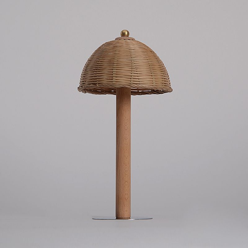 Hemisphere Desk Light Chinese Bamboo 1 Bulb Task Lighting in Wood for Dining Room