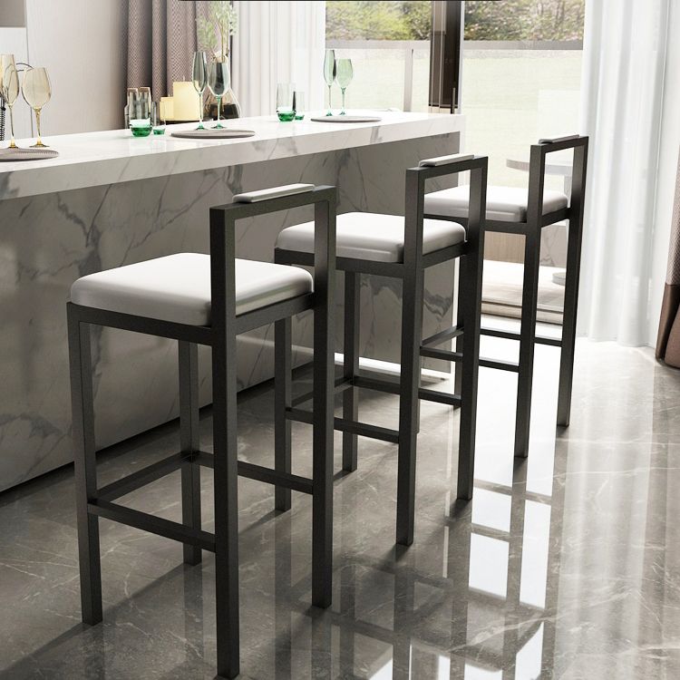 Contemporary Footrest Upholstered Home Stool Matte Finish Low Back Barstool