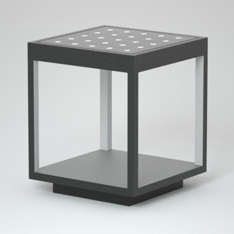 Rectangular Shape Metal Solar Pillar Lamp Modern Style 1 Light Outdoor Light in Black