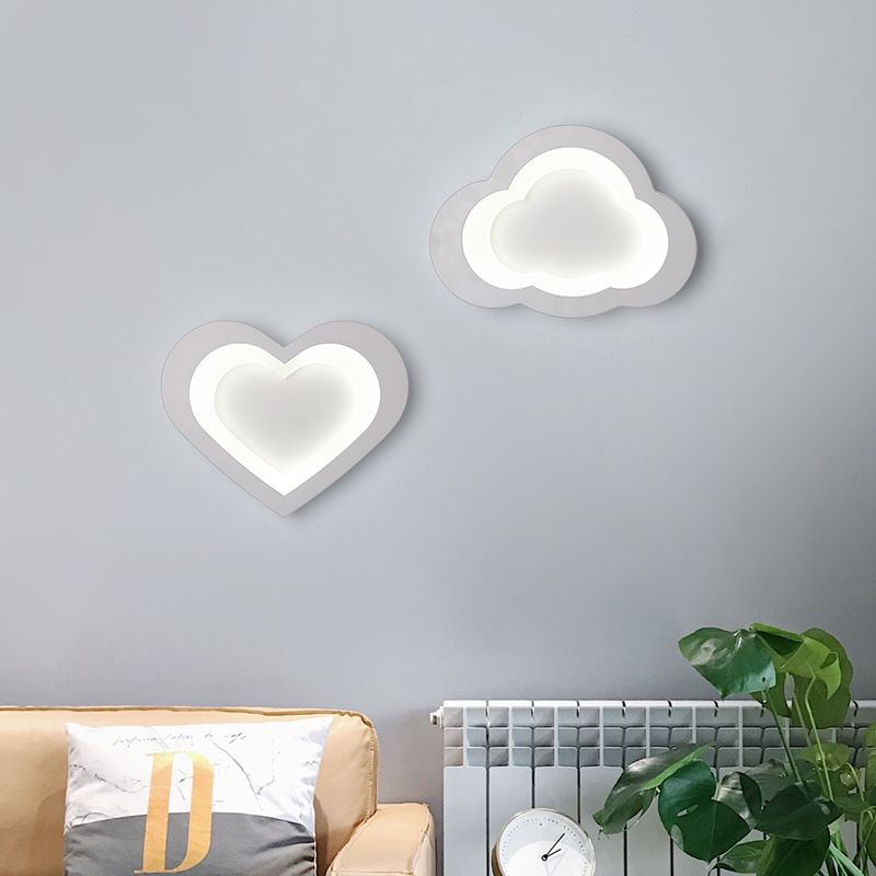 Integrated Led Cartoon Wall Mount Light Modern Simple Acrylic Wall Lighting in White