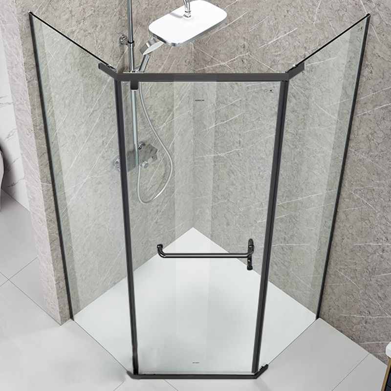 Neo-Angle Tempered Glass Shower Enclosure Black Framed Shower Kit