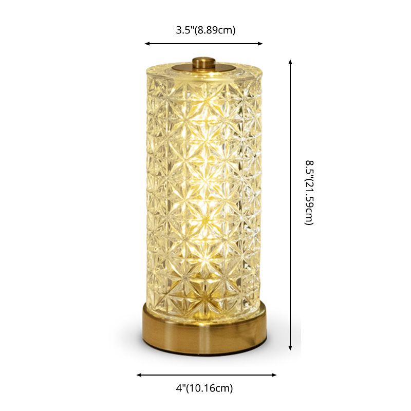 Lampada cilindrica di cristallo cilindrica Night Light Minimalist Gold Led Light per soggiorno