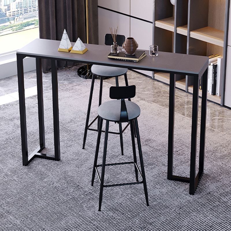 Contemporary Rectangle Bar Dining Table Stone Top and Iron Base  Bar Table