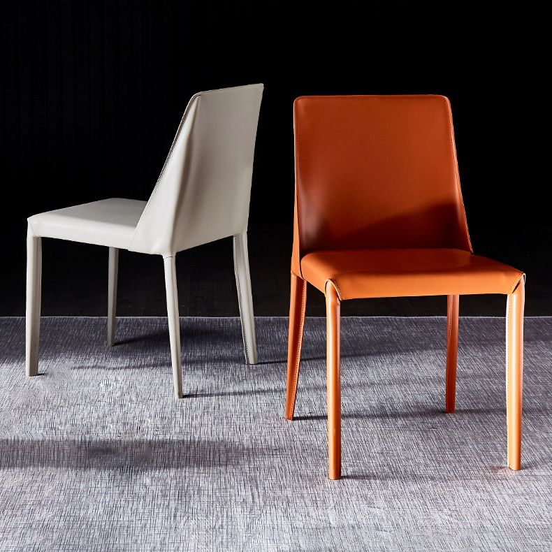 Solid Back Chair Contemporary Modern Leather Indoor-Outdoor Side Chair