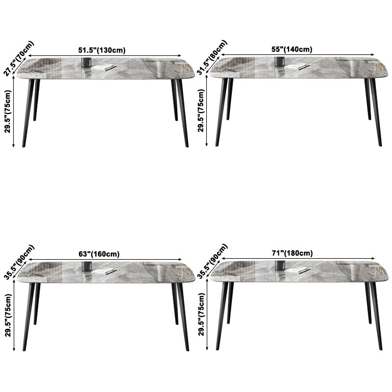Simplicity Style Home Sintered Stone Dining Table Rectangle Shape Table with 4 Legs Base